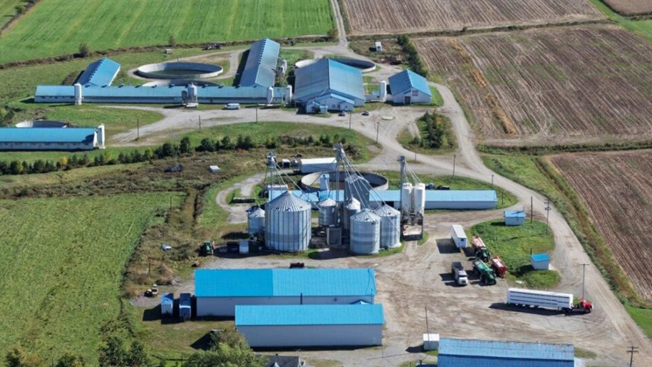 Arial view of the Aldo farm in Saint-Lambert-de-Lauzon