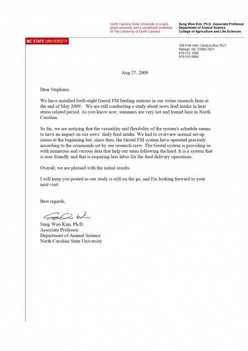 North Carolina State University’s Letter - Jyga Technologies